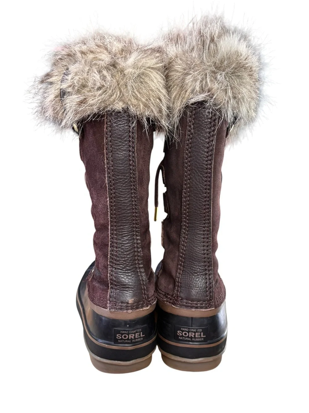 Sorel Brown Faux-Fur Trim Lace-Up Winter Boots